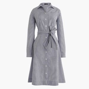 J.Crew Pinstripe Tie-Waist Shirtdress Blue and White Size 4